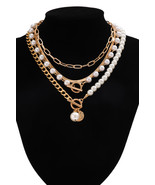 Gold Pearl Fashion Layered Necklace - $103.85 MXN