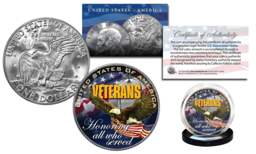 VETERANS United States Military Genuine Legal Tender IKE Eisenhower Doll... - £9.12 GBP