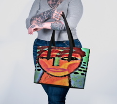 Funky Abstract Art Vegan Leather Oversize Shoulder Bag Tote Bag Handbag Purse - £78.15 GBP