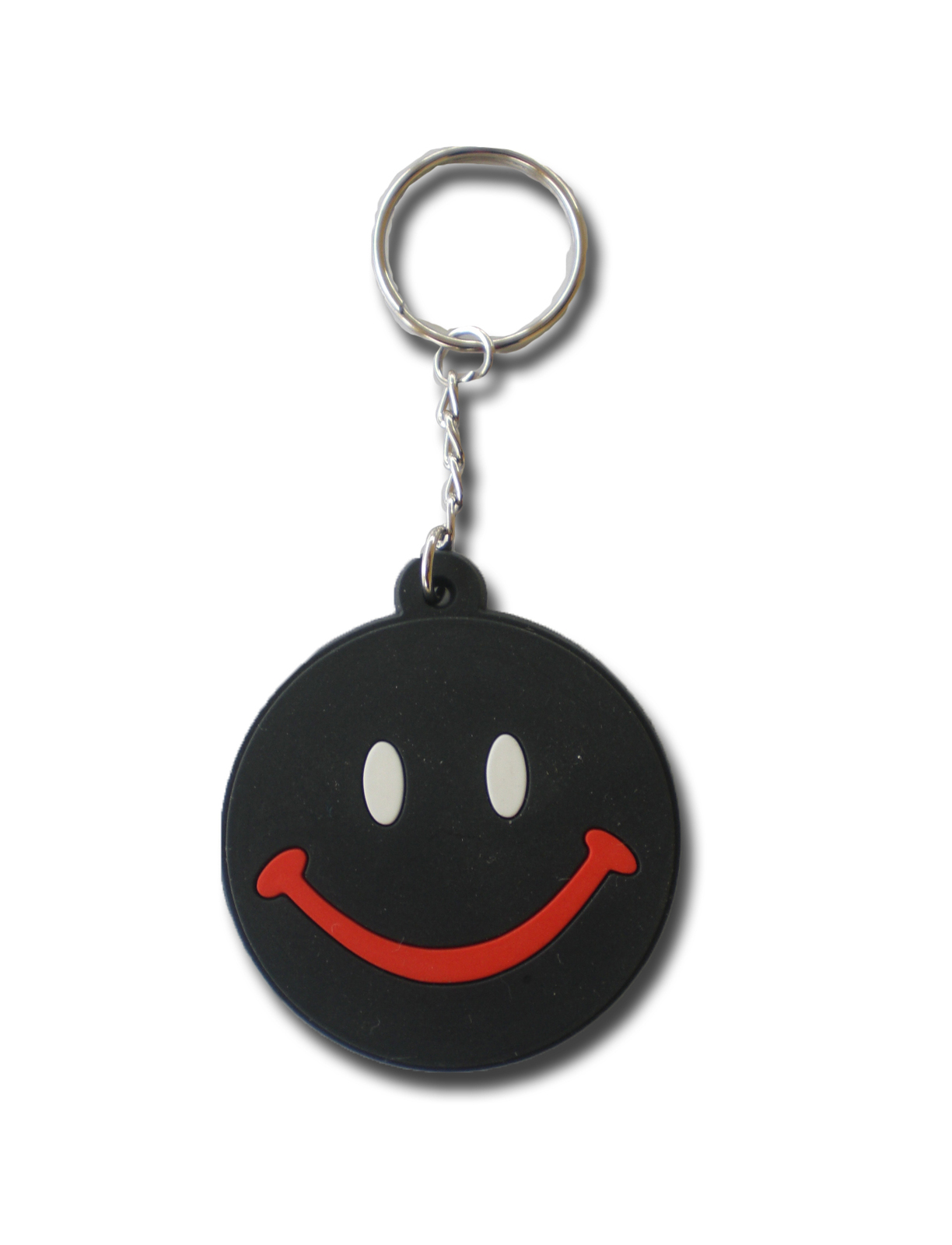 Primary image for SH355 Smiley Smile Emoji black  - keychain rubber key ring pendant Keyring