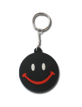 SH355 Smiley Smile Emoji black  - keychain rubber key ring pendant Keyring - £4.74 GBP