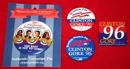 4 BILL CLINTON Al Gore 1996 Presidential Campaign &amp; Inauguration Pinback Buttons - £15.45 GBP