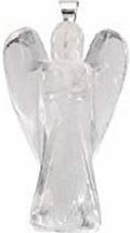 New Age Source 1.5 In Clear Quartz Stone Angel Pendant w/925 Silver 18 In Chain - £25.72 GBP