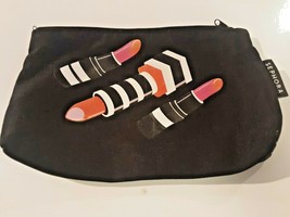 SEPHORA Women&#39;s Lipstick Logo Make Up Bag  Black 9 x 6 - £7.03 GBP