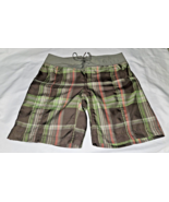 The North Face Women’s Plaid Nylon Shorts Size small green brown red string - £12.60 GBP