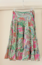 Petite XS Woman Lauren Ralph Lauren Pink Paisley Print Midi Skirt Boho Western - $35.99