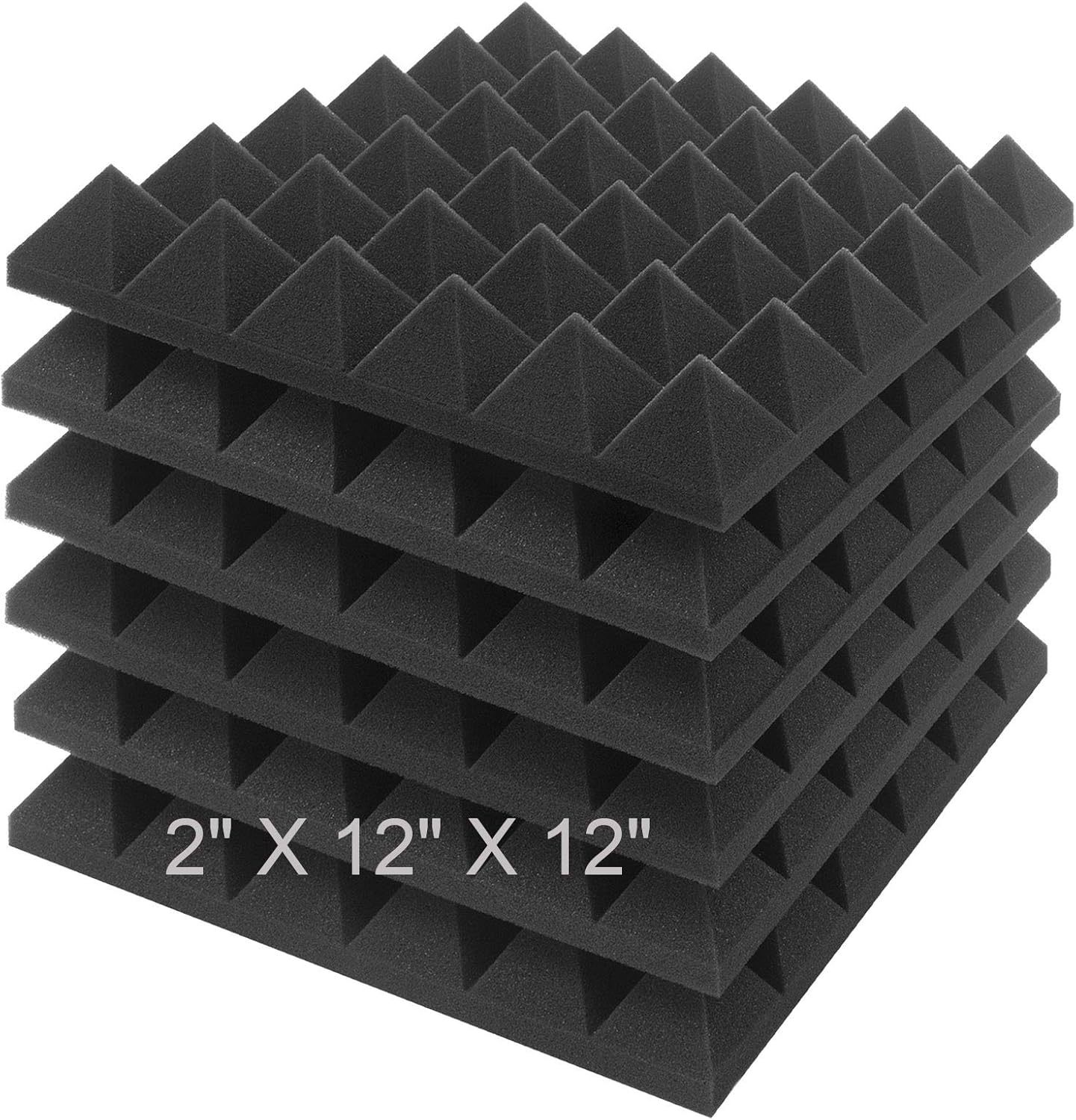 Jber Acoustic Sound Foam Panels, 6 Pack 2&quot; X 12&quot; X 12&quot; Charcoal Soundpro... - $31.98