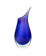 Hand Blown Glass Sommerso Tear Drop Vase layer Blue Purple Pink Cobalt h... - £46.23 GBP