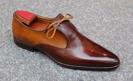 Brown Color Genuine Premium Leather Men Handmade Oxford RoundedToe Vintage Shoes - £119.46 GBP+