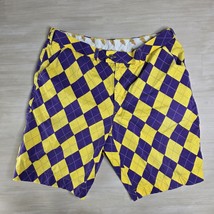 Loudmouth Golf Purple Yellow Argyle Golf Shorts Men’s Size 38 - $570.88 MXN