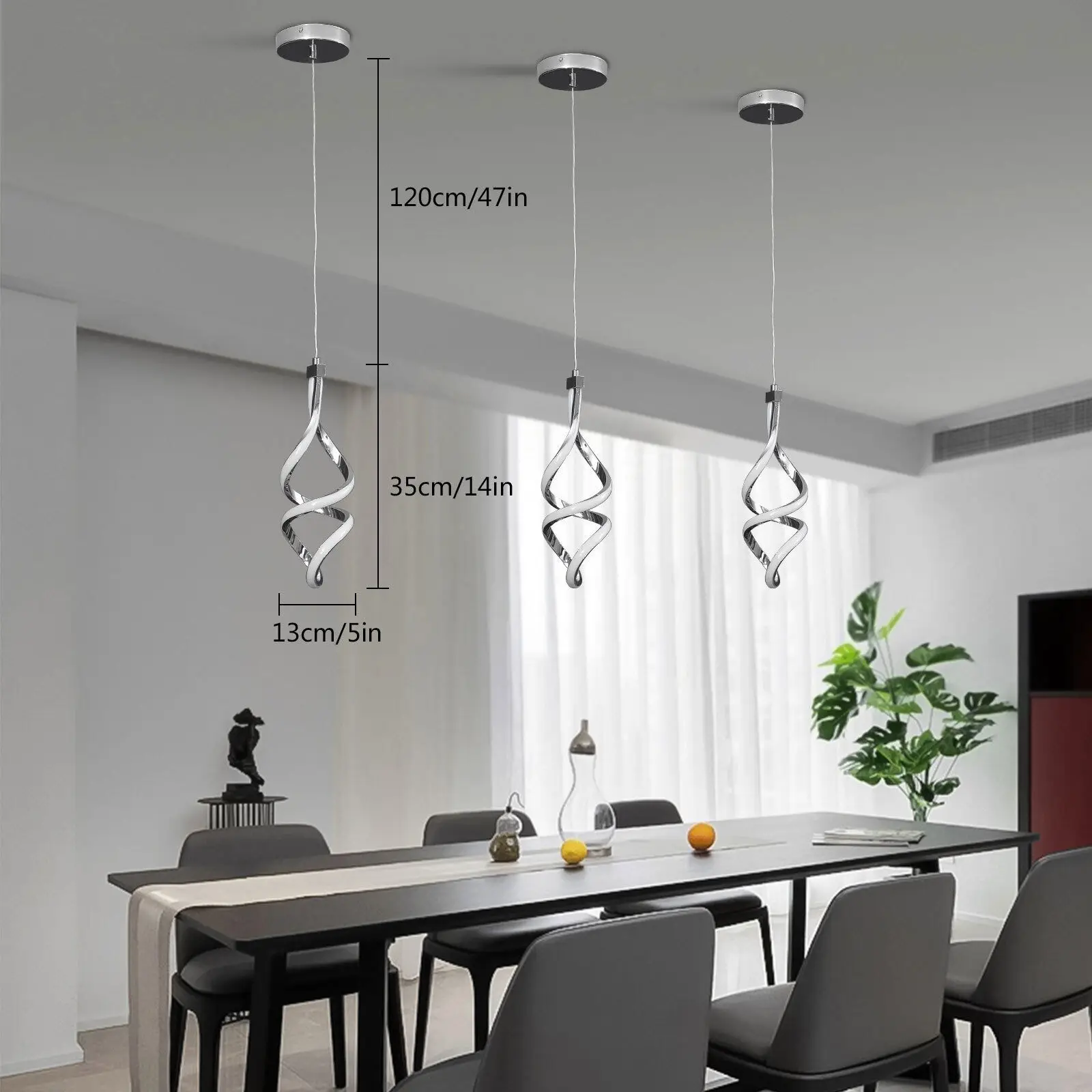 Loyalheartd 3 Pack Led Dimmable Pendant Light Modern Island Dining Room - £116.10 GBP