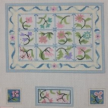 Rug Handpainted Needlepoint Canvas Floral HP Dollhouse Wall Decor Miniat... - $42.95