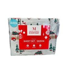 Martha Stewart Everyday Holiday Christmas Trees Queen Size Sheet Set 6 Piece New - £19.60 GBP