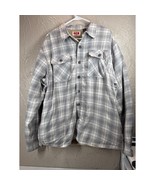 Wrangler Quilted Shirt Jacket Gray Plaid Shacket Lined Pockets Sherpa Si... - $34.95