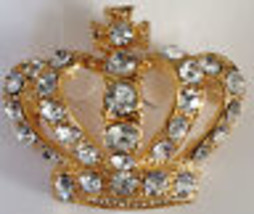 Queen crown brooch pin stunning diamonte gold silver plated broach royal designs - £14.94 GBP
