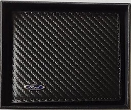 MEN&#39;S FORD WALLET 3d Metal Epoxy Shield  carbon Fiber Faux Leather + Gif... - $35.00