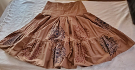 DKNY Jeans Brown Cotton Pleated Floral Skirt Misses Size 4 Ruffle - £16.27 GBP