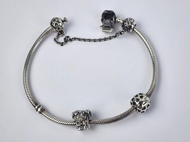 Authentic Pandora Charm Bracelet Sterling silver w/ Charms 14k Coconut t... - $69.29