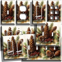 RUSTIC PINE CONES RED BERRIES LIGHT SWITCH OUTLET WALL PLATES COUNTRY AR... - $9.99+