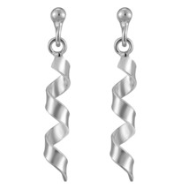 Chic Spiral Ribbon Swirls of Sterling Silver Post Drop Earrings - £10.00 GBP