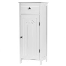 Costway Bathroom Floor Cabinet Storage Organizer w/ Drawer & Door Home White - £135.71 GBP