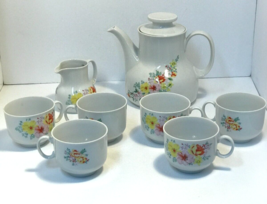 Winterling Bavaria Flower Coffee Tea Pot Set Teapot Teacups Creamer MCM VTG - £38.15 GBP