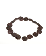 Round Flat Volcanic Lava Beads 24mm 16 inch strand Coffee Brown Color DIY - £3.17 GBP