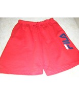 MENS FILA SPORTS/LOUNGE SHORTS SIZE 1XL RED  WITH BLUE  LOGO #9018 - £7.67 GBP