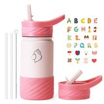 14Oz Kids Water Bottle Stainless Steel Insulated Metal Water Bottles With Straw  - £24.67 GBP