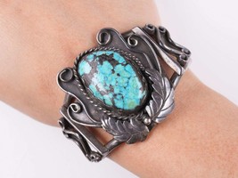 6.4&quot; Vintage Navajo sterling and turquoise bracelet - £368.26 GBP