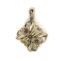 Vtg Sign Sterling Carolyn Pollack Relios Brass Filigree Floral Enhancer Pendant - £51.43 GBP