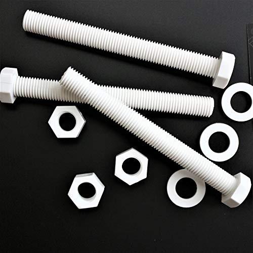 5x White Hexagon Head Screws Polypropylene (PP) Plastic Nuts and Bolts, ... - $21.77