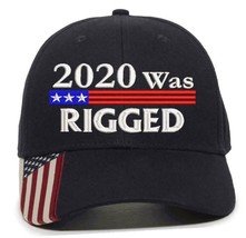 2020 Was Rigged Embroidered Hat Trump 2020 2024 USA300 Outdoor Cap w/Flag Brim - £19.17 GBP