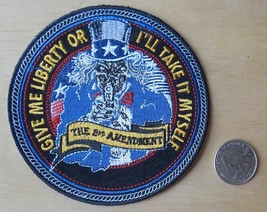 Uncle Sam Give Me Liberty Or I&#39;ll Take It Myself IRON-ON / SEW-ON Patch 4&quot;X 4&quot; - £4.70 GBP