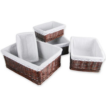 Set Of 5 Wicker Storage Baskets 5 Sizes Woven Wicker Baskets For Home Shelves - £52.32 GBP