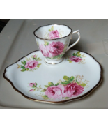 Royal Albert American Beauty Tennis Snack Plate & Tea Cup Bone China Luncheon  - $29.27