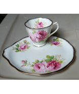 Royal Albert American Beauty Tennis Snack Plate &amp; Tea Cup Bone China Lun... - $40.14 CAD