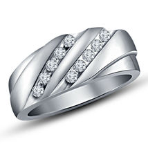 Diamond 14K White Gold Over 925 Silver Men&#39;s Wedding Ring Only Available Size-13 - £60.47 GBP