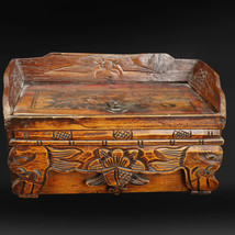 Vintage Handmade Sino-Tibetan Carved Wood Dresser Box - £49.46 GBP