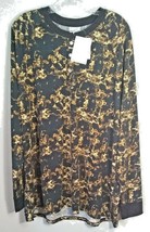 LuLaRoe Mark Long Sleeve Button Neck Black Gold Print Shirt Unisex Size 3XL - $12.87