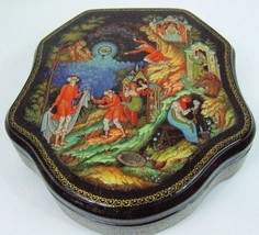 Palekh Un De Un Genre Russe Laque Boîte &quot; Pushkin&#39;s Doré Poisson &quot; Par K... - $755.17