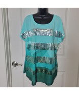 NWT Lane Bryant Top Womens Size 18 20 Watercolor Sequin Accent T Shirt B... - $31.12 CAD