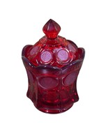 Vintage FOSTORIA Ruby Red COIN Glass 6.5&quot; H 4&quot; W Lidded Candy Dish Home ... - $38.60