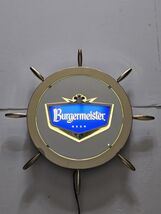 Vintage 1963 Burgermeister Beer Lighted Mirror Sign Ship Wheel Works 20"... - $197.01
