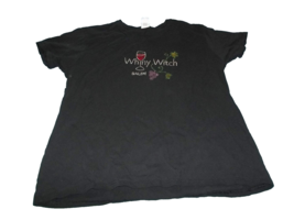 Whiny Witch Salem MA wine bedazzled black T-Shirt Size L - $18.80