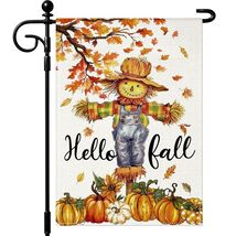 Artscope Fall Maple Leaves Scarecrow Pumpkin Garden Flag 12x18 Inch Poly... - $199.93 MXN