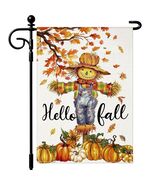 Artscope Fall Maple Leaves Scarecrow Pumpkin Garden Flag 12x18 Inch Poly... - $199.93 MXN