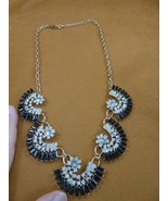 (vn-17) vintage black + white moon gold tone chain necklace costume jewe... - $74.01 CAD