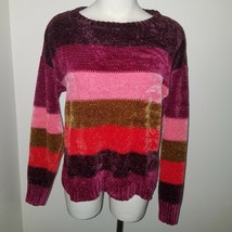 Maurices Soft Sweater Size Small Purple Pink Brown Red Stripes Pullover - $19.75