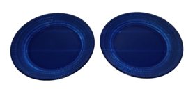 Forte Crisa (FCG3) Cobalt Blue Glass 2 Dinner Plates (9.75”) Textured Ri... - $21.02 CAD